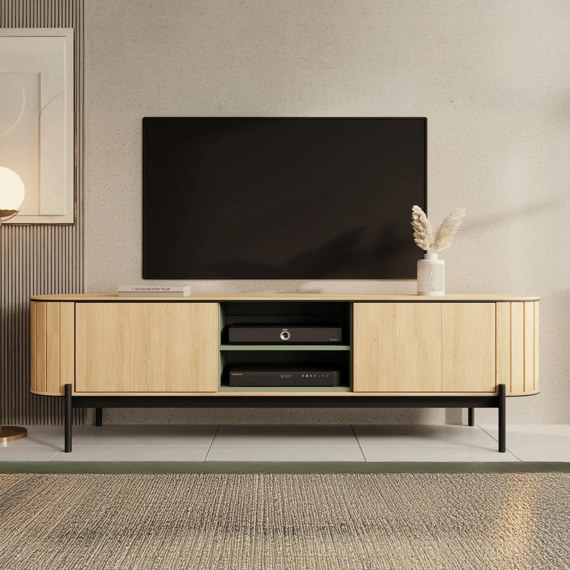 Royale - TV-Meubel met 2 deuren - Eiken - 200x45x57 cm