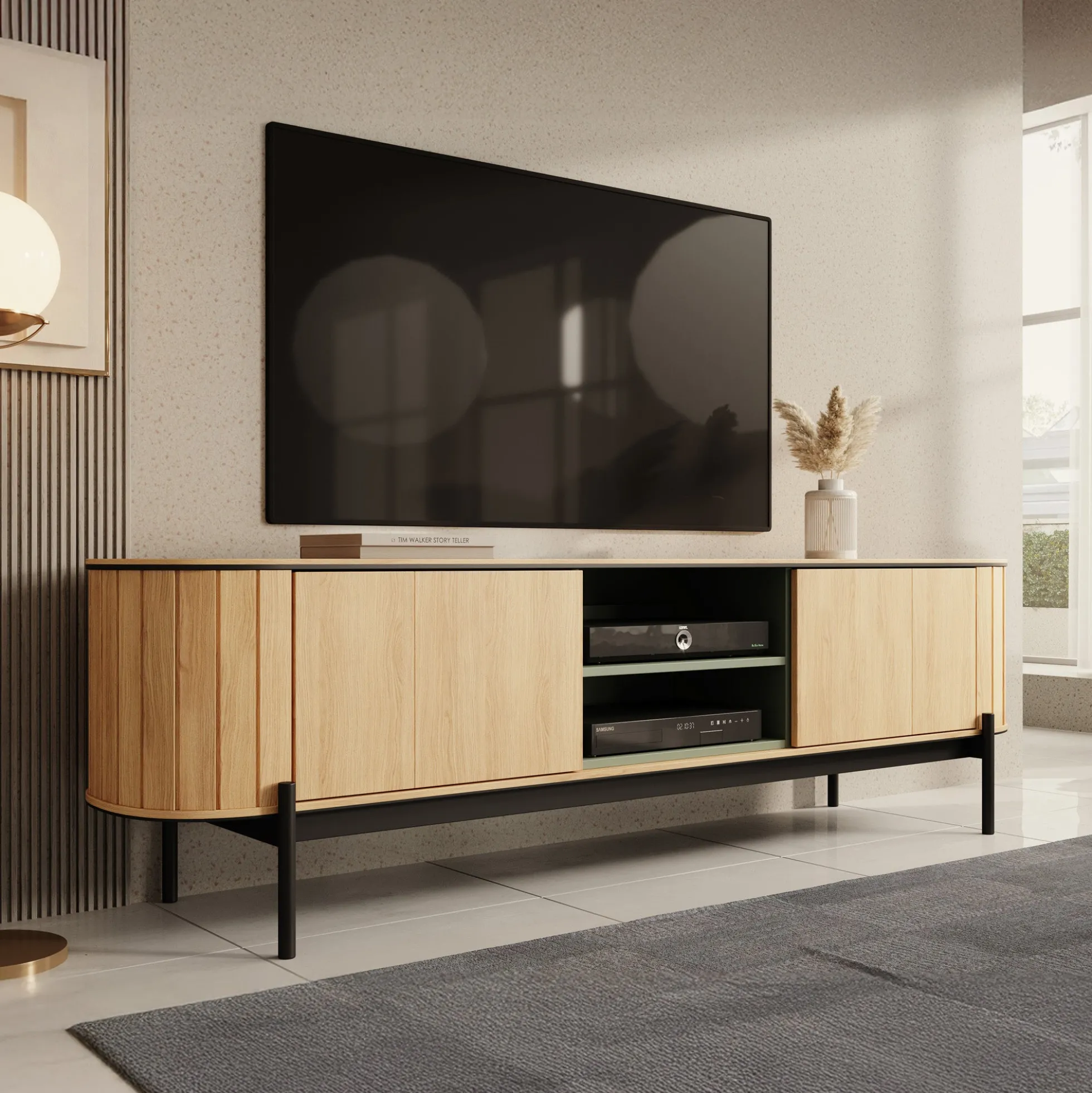 Royale - TV-Meubel met 2 deuren - Eiken - 200x45x57 cm