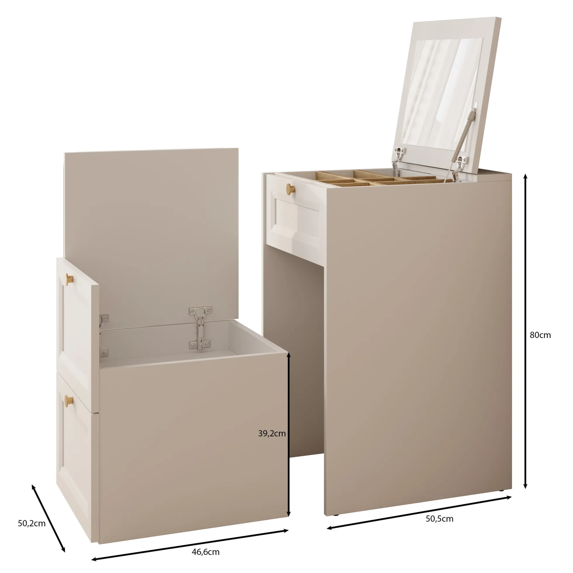 Rumble - Kaptafel met stoel - Wit - 50x51 cm