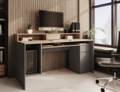 Ryan - Bureau - Grijs/eiken - 160x70 cm