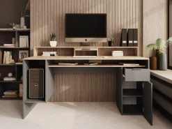Ryan - Bureau - Grijs/eiken - 160x70 cm