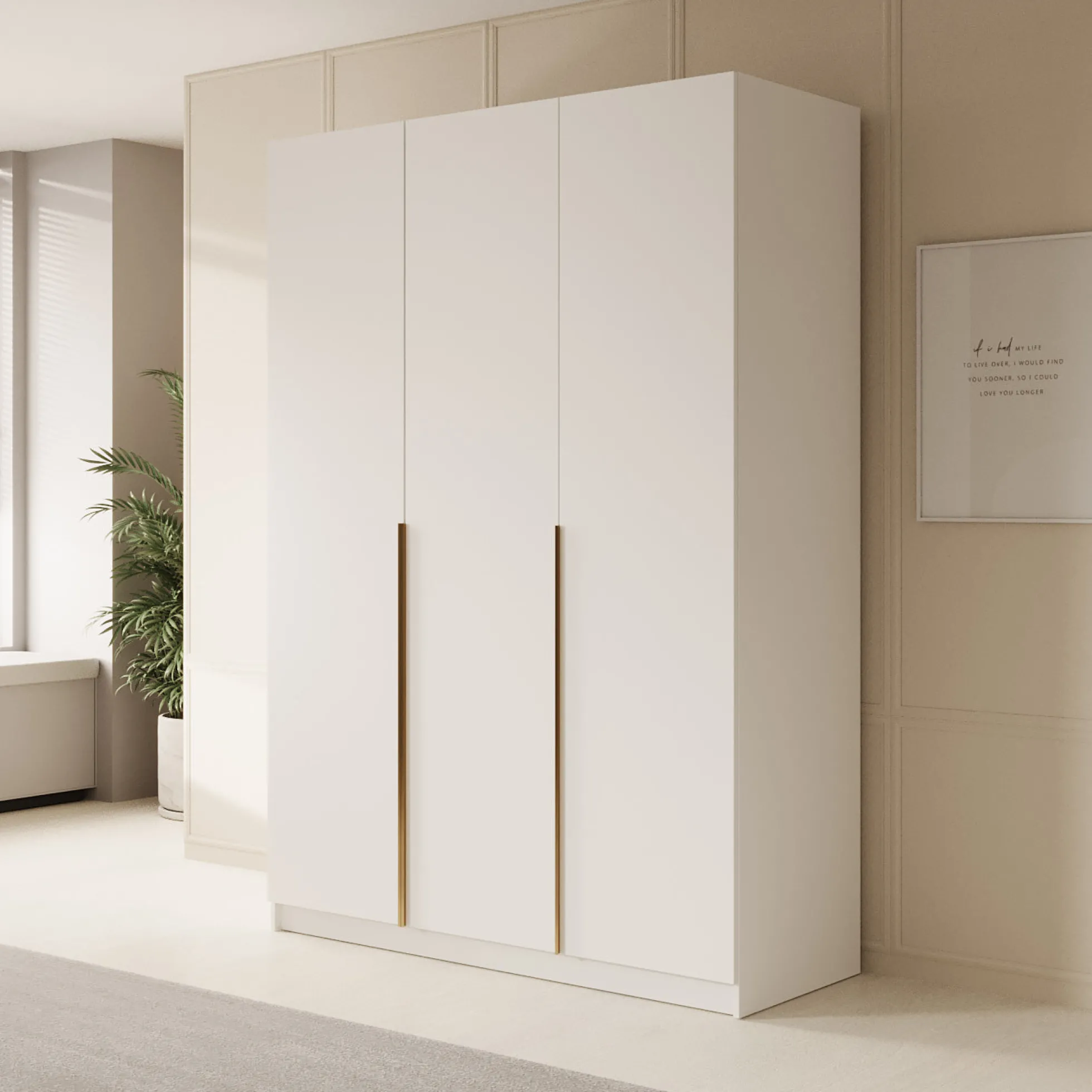 Sabre 2 - Kledingkast 3-deurs - Wit - 150x58x215 cm