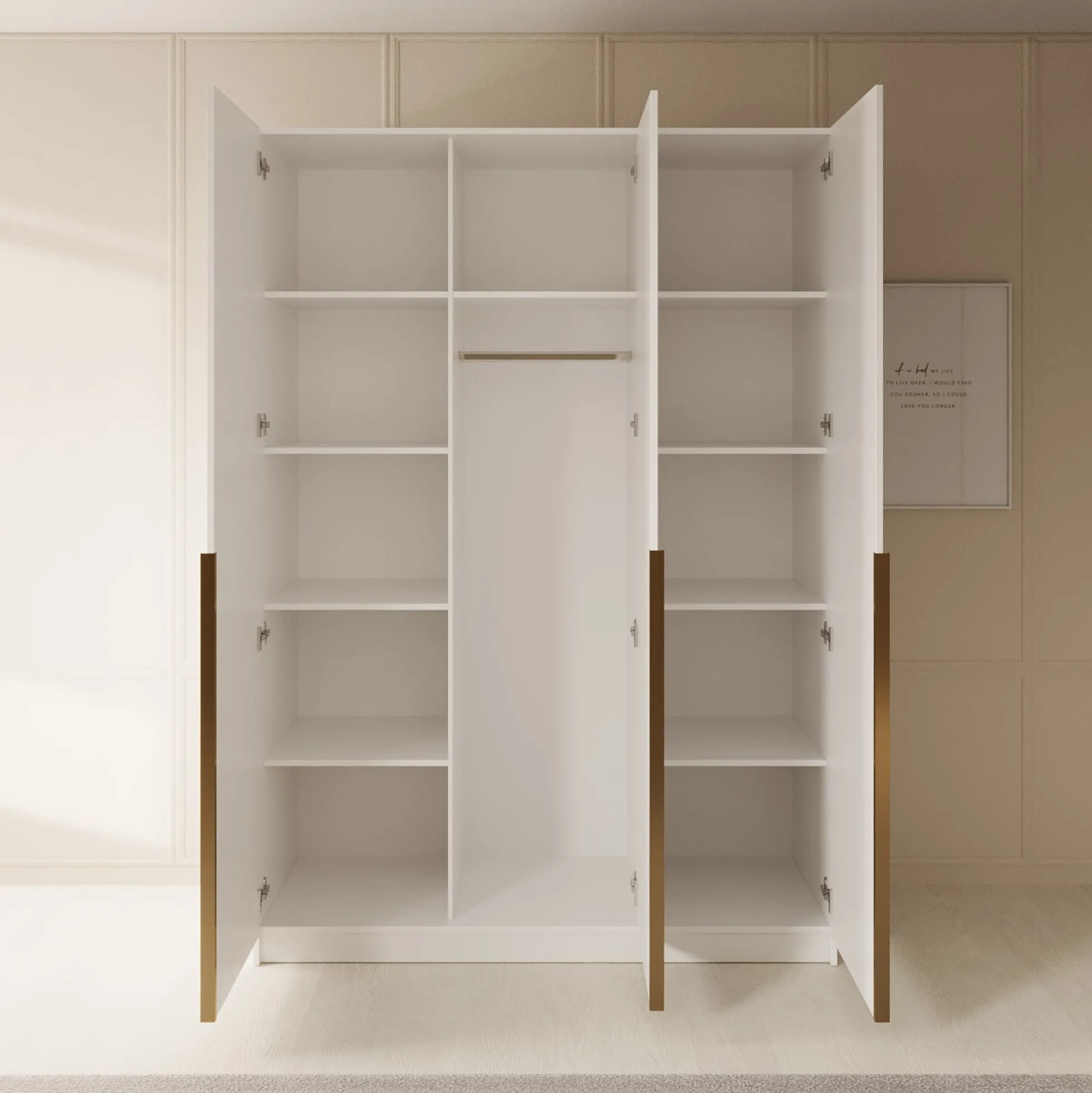 Sabre 2 - Kledingkast 3-deurs - Wit - 150x58x215 cm
