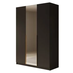 Sabre 2 - Kledingkast met spiegel - Zwart - 150x58x215 cm
