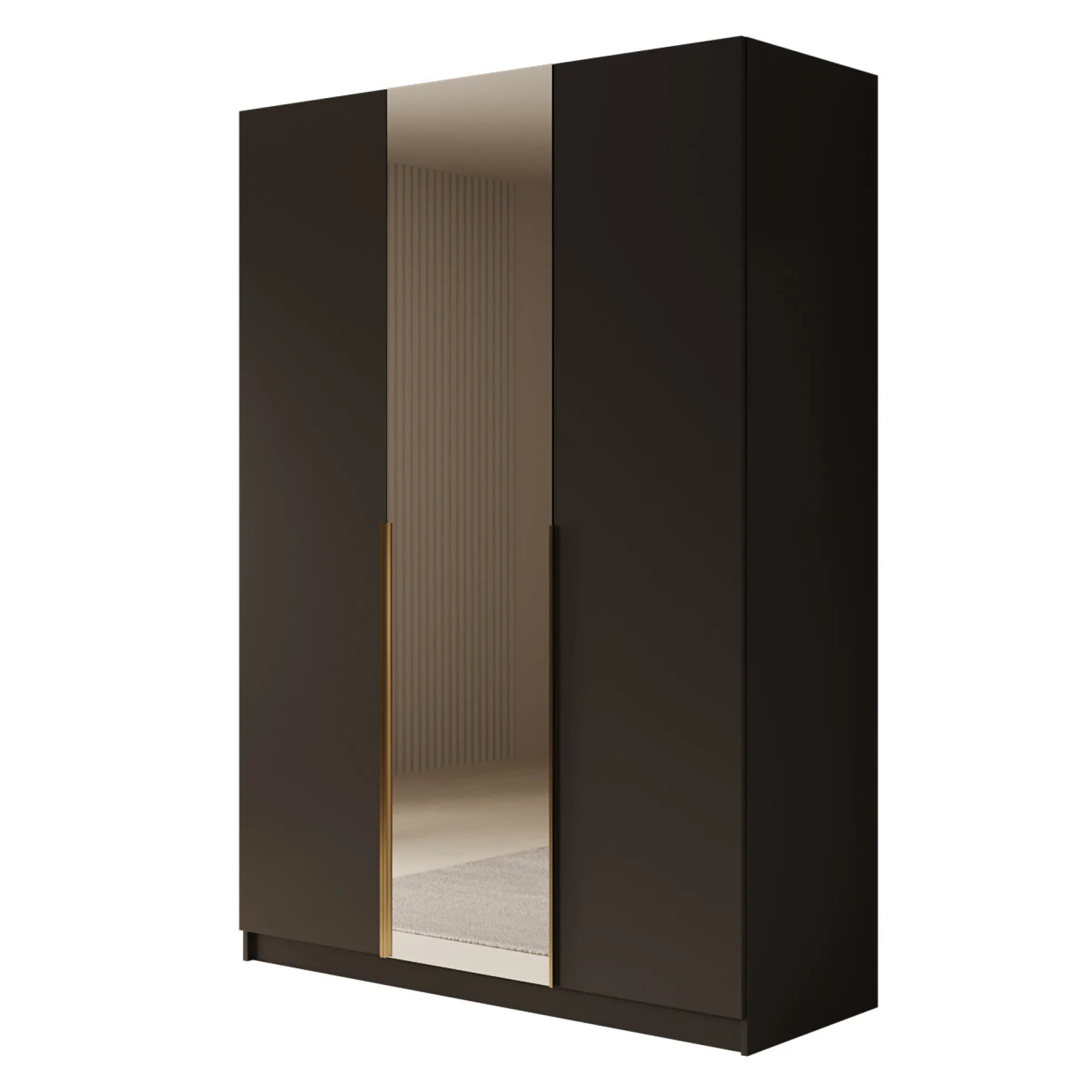 Sabre 2 - Kledingkast met spiegel - Zwart - 150x58x215 cm