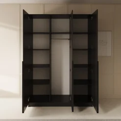 Sabre - Kledingkast 3-deurs - Zwart - 150x58x215 cm