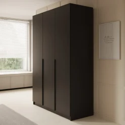 Sabre - Kledingkast 3-deurs - Zwart - 150x58x215 cm