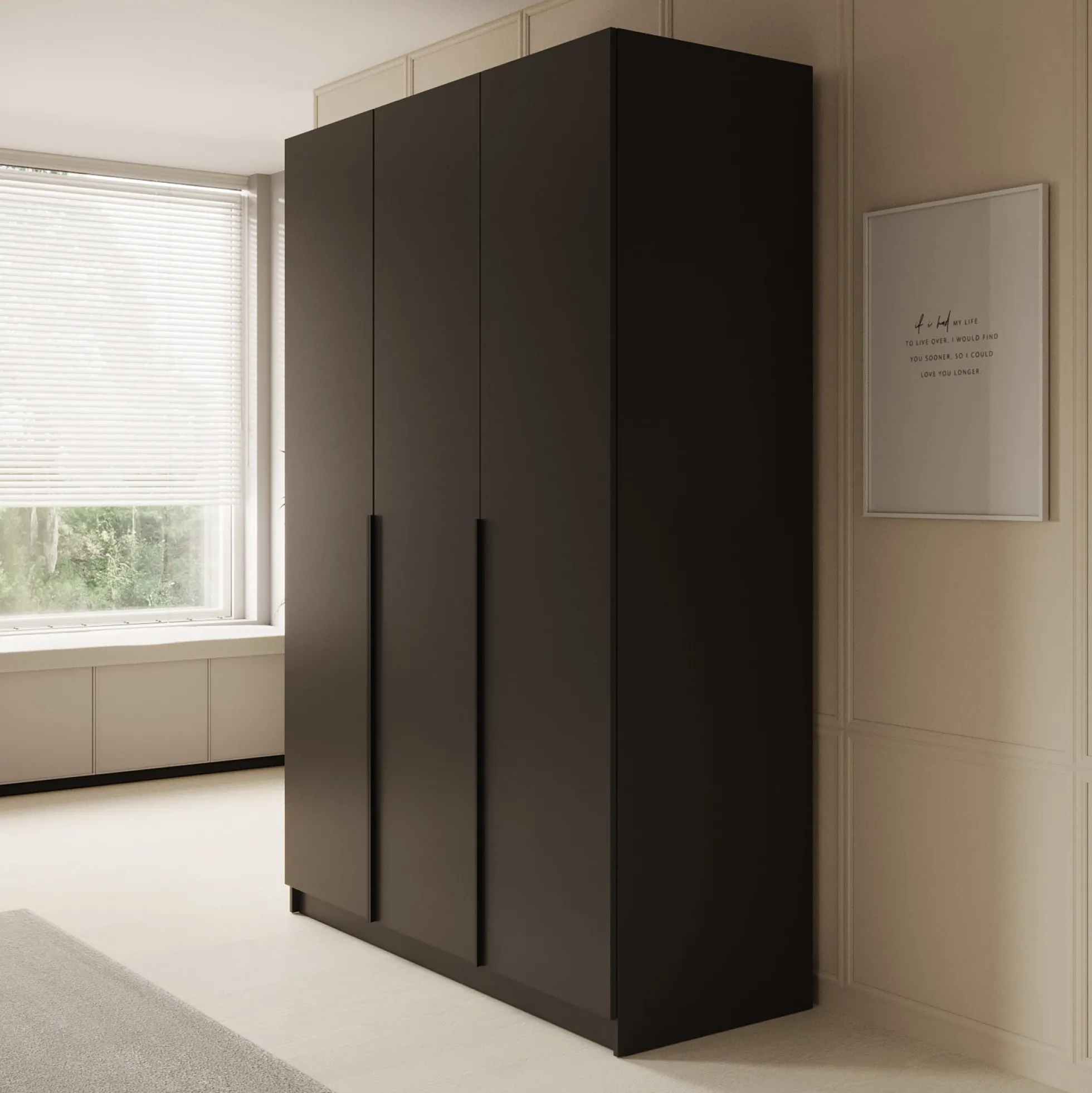 Sabre - Kledingkast 3-deurs - Zwart - 150x58x215 cm