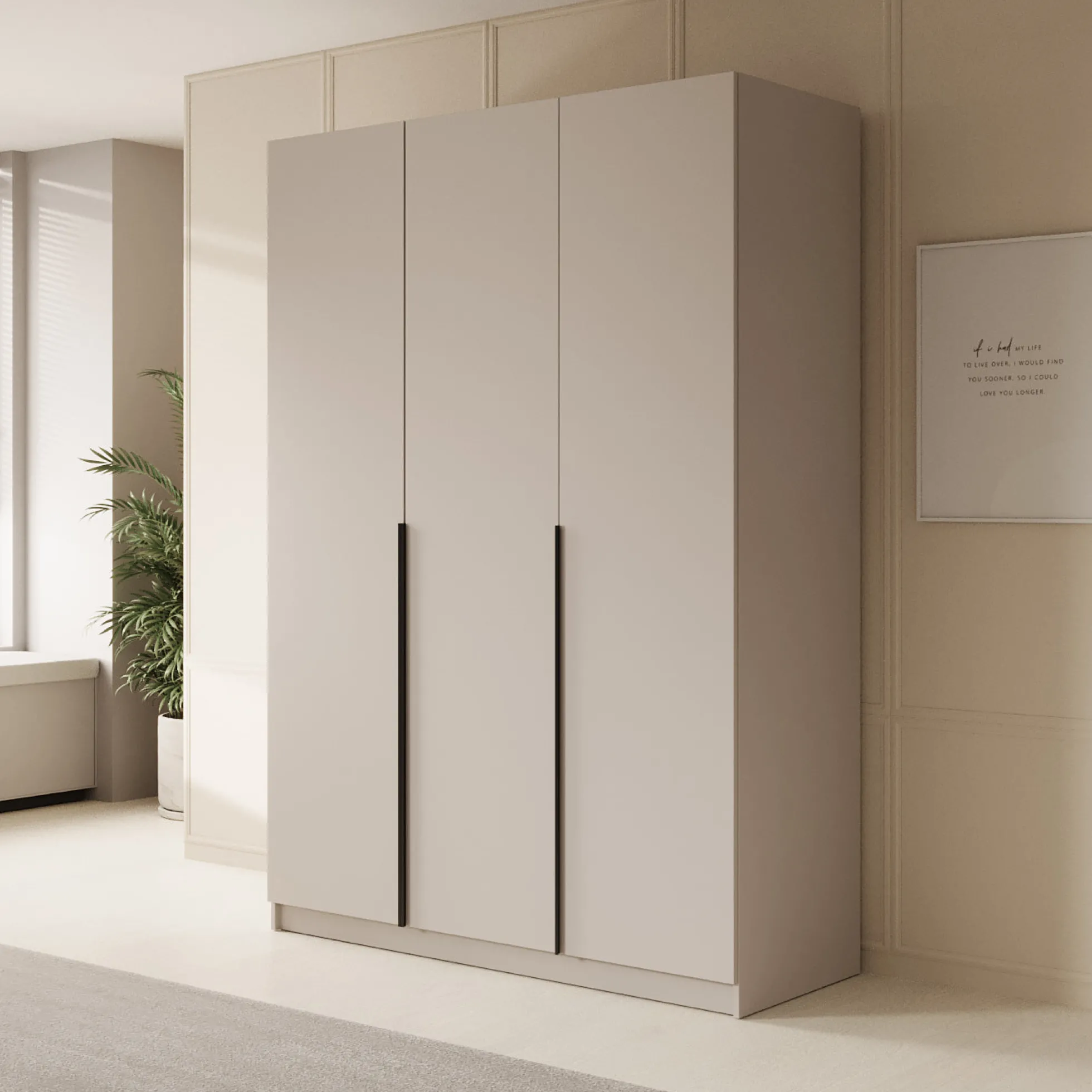 Sabre - Kledingkast 3-deurs - Beige - 150x58x215 cm