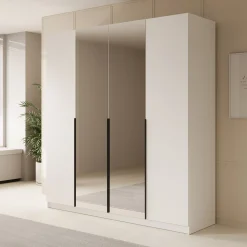Sabre - Kledingkast met spiegel - Wit - 200x58x215 cm