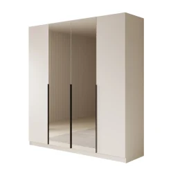 Sabre - Kledingkast met spiegel - Wit - 200x58x215 cm