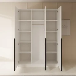 Sabre - Kledingkast met spiegel - Wit - 150x58x215 cm