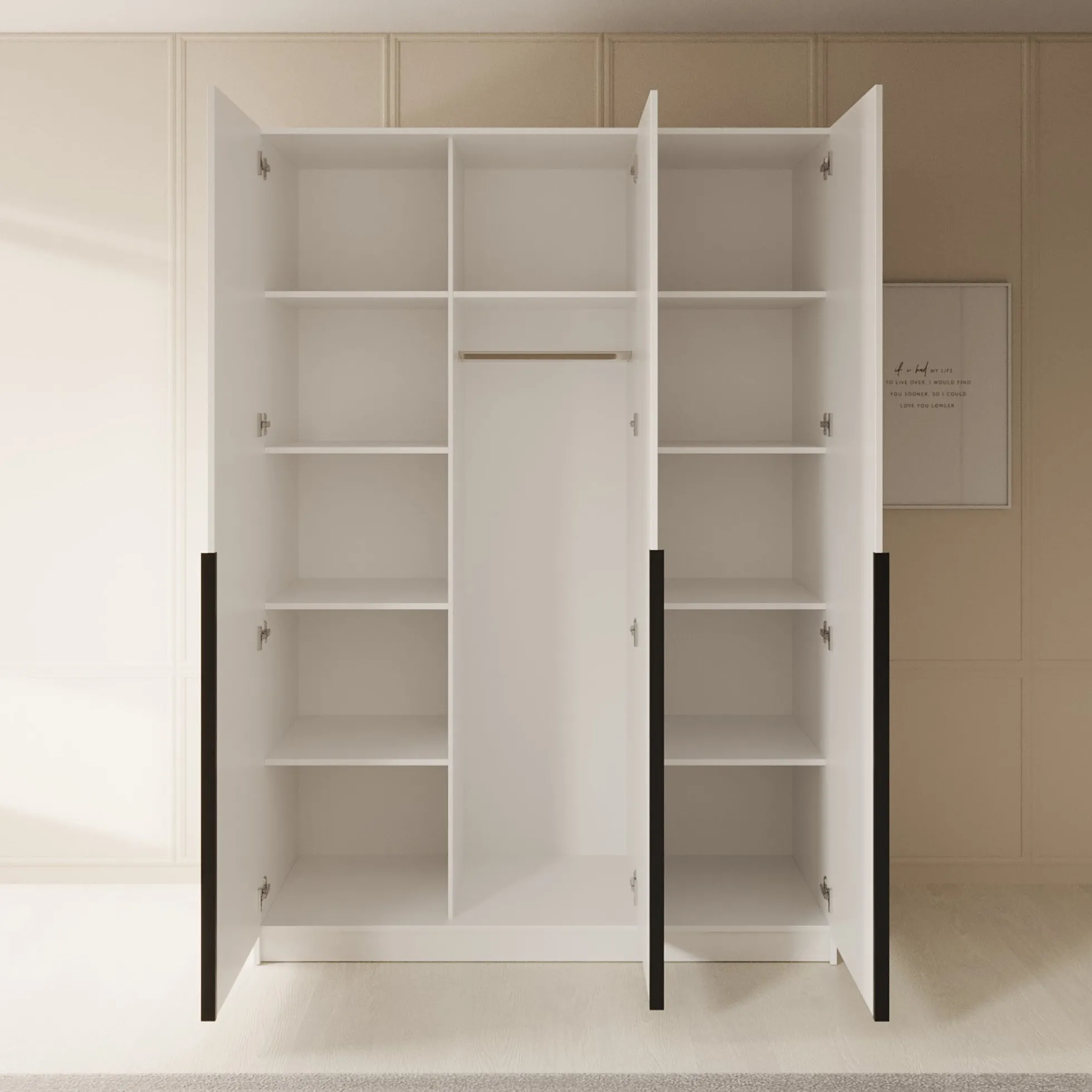 Sabre - Kledingkast met spiegel - Wit - 150x58x215 cm