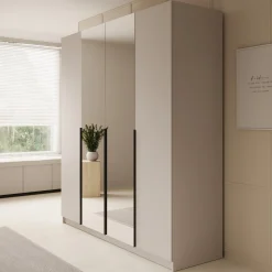 Sabre - Kledingkast met spiegel - Beige - 200x58x215 cm
