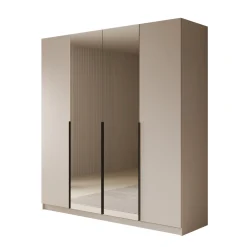 Sabre - Kledingkast met spiegel - Beige - 200x58x215 cm
