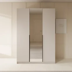 Sabre - Kledingkast met spiegel - Beige - 150x58x215 cm