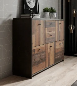 Sahara 4 - Dressoir - Old wood/grijs - 114x30x77 cm