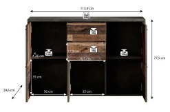 Sahara 4 - Dressoir - Old wood/grijs - 114x30x77 cm