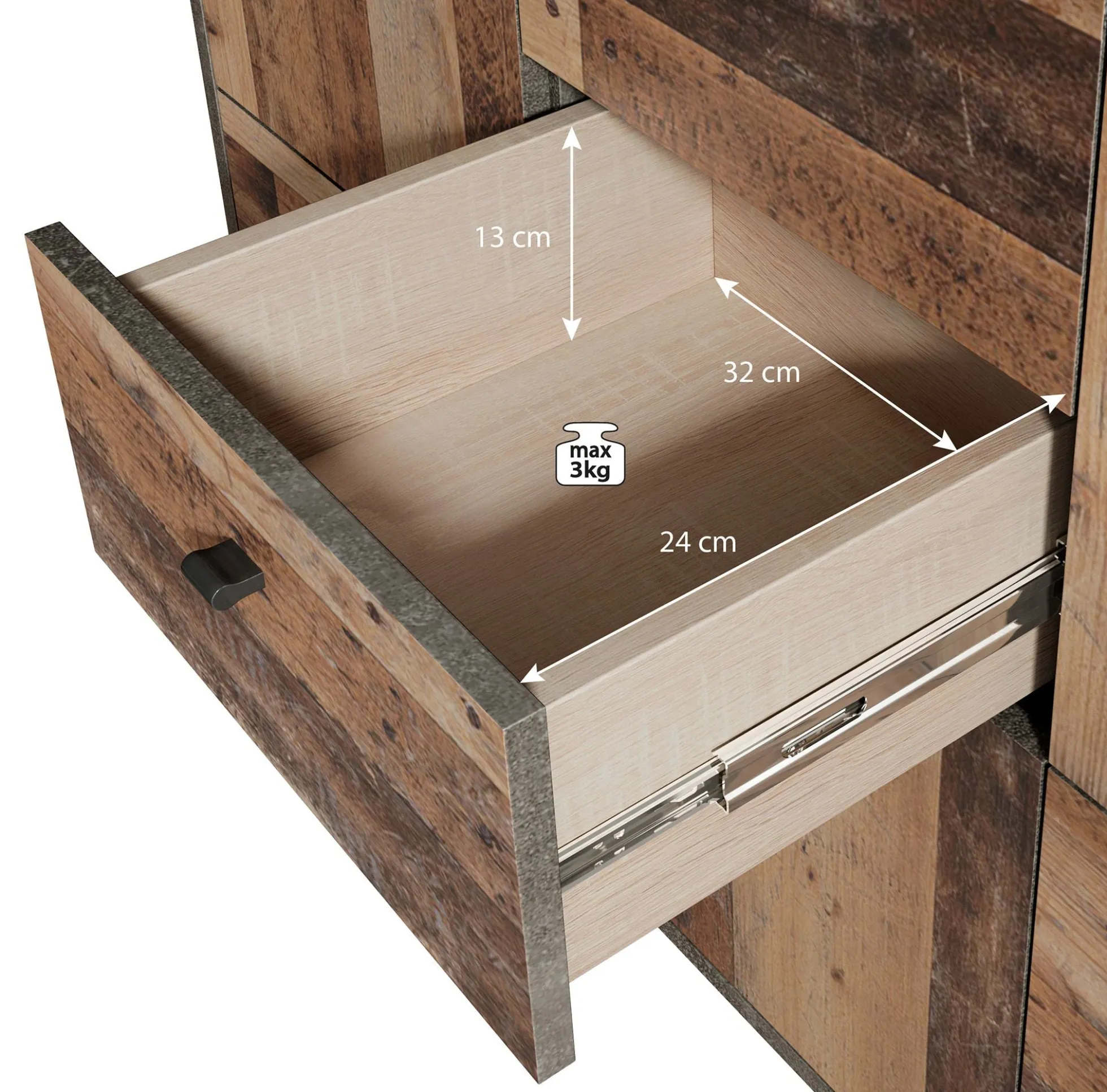 Sahara 4 - Dressoir - Old wood/grijs - 114x30x77 cm