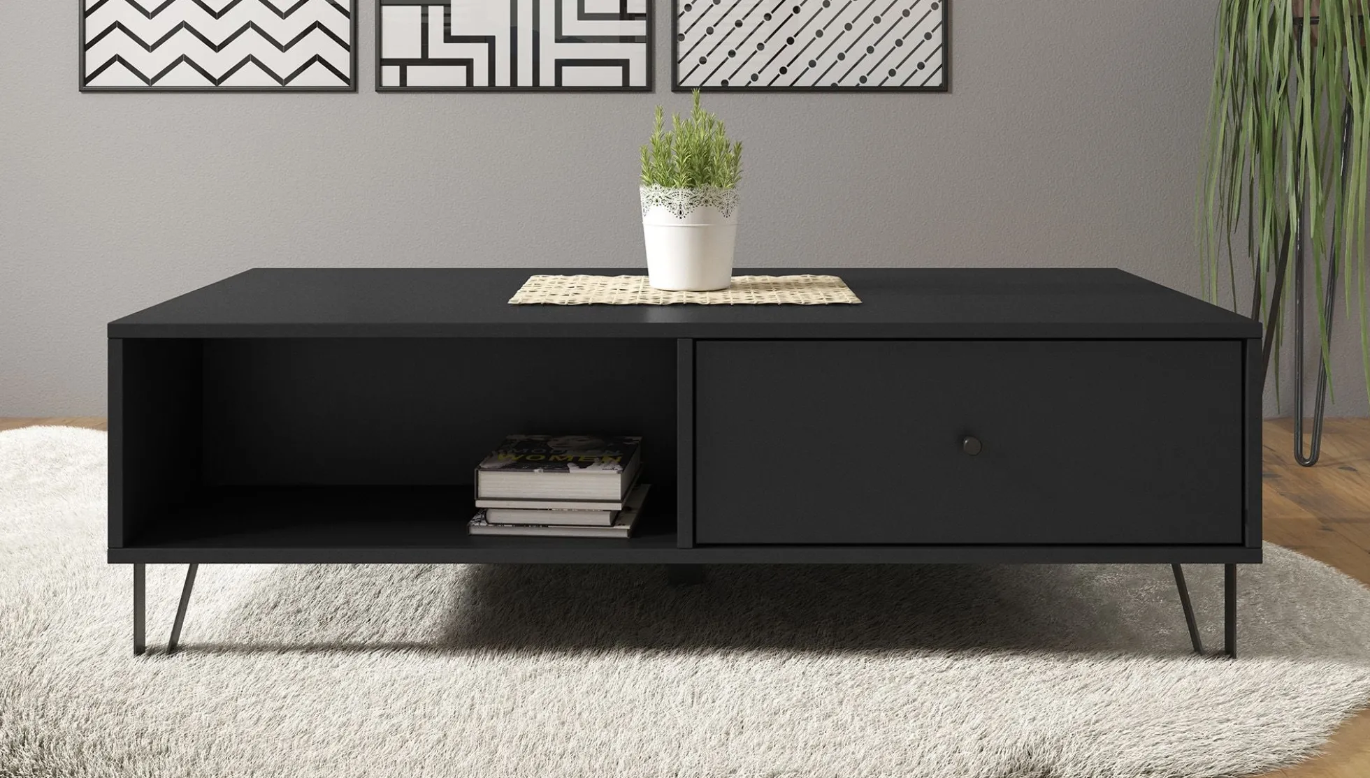 Salontafel Barlo - Mat Zwart - 110 cm