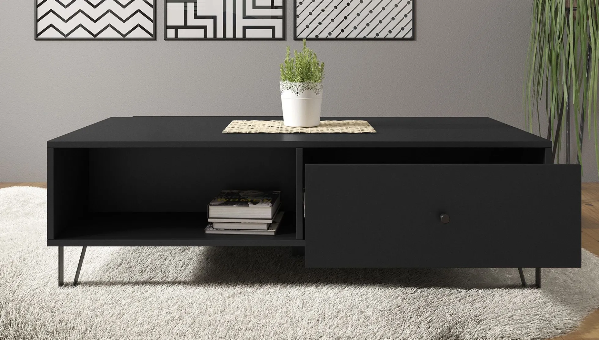 Salontafel Barlo - Mat Zwart - 110 cm