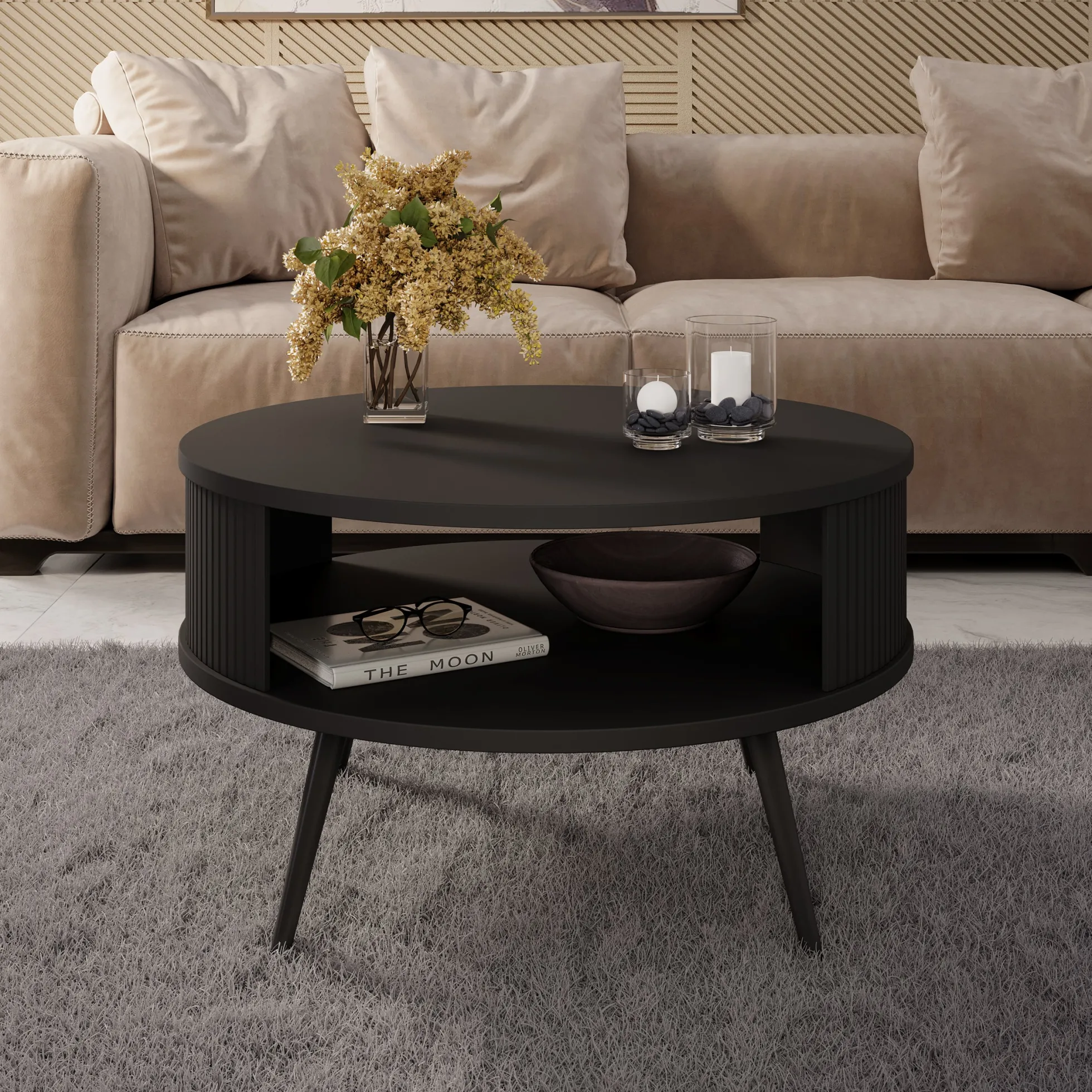 Salontafel Riley - Zwart - 76x76x44 cm