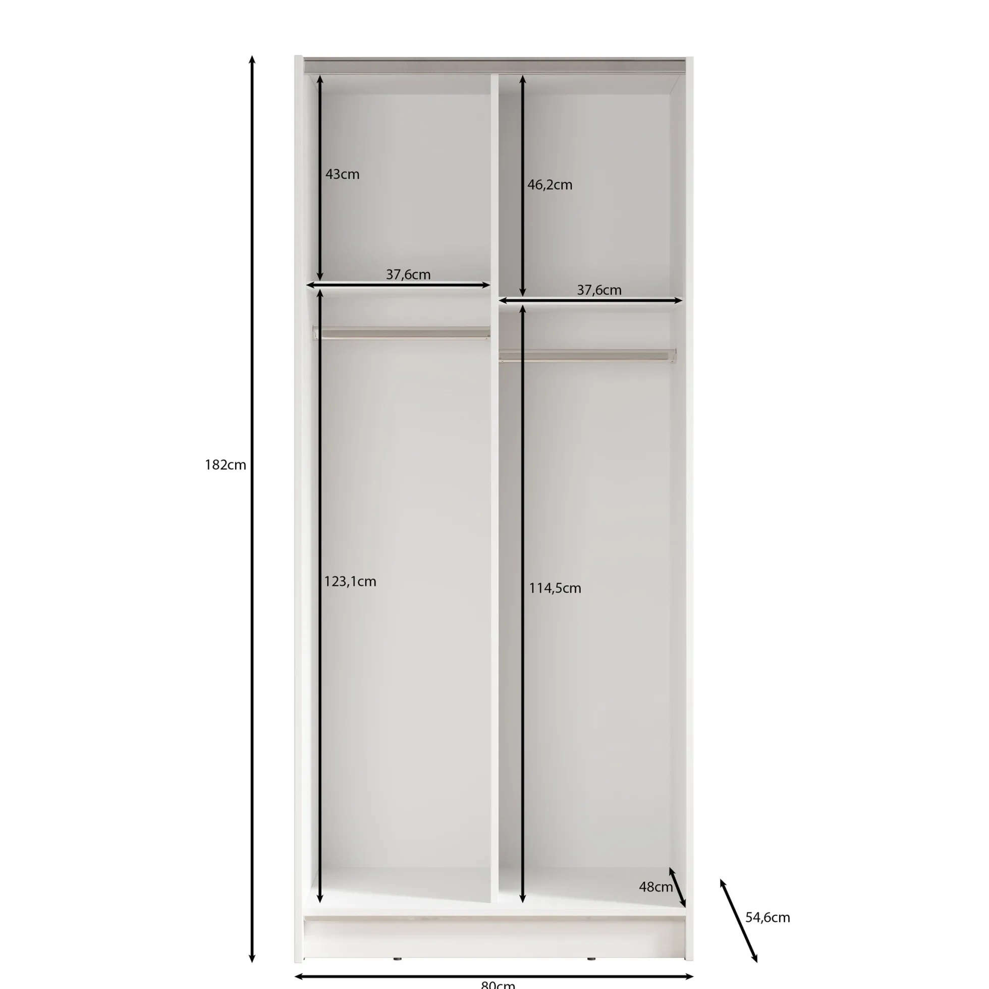 Salta - Kledingkast met schuifdeuren - Zwart - 80x55x182 cm