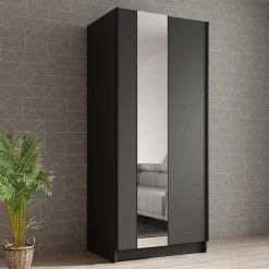 Salta - Kledingkast met schuifdeuren - Zwart - 80x55x182 cm