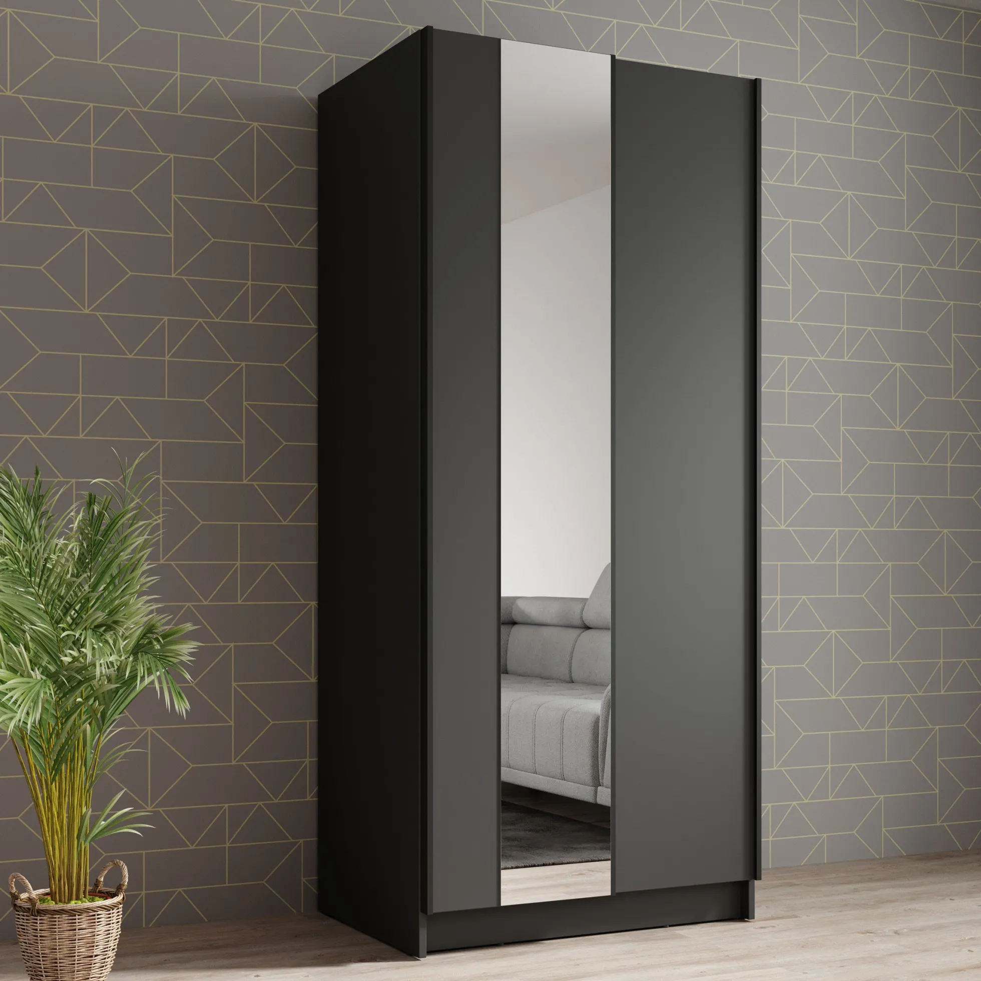 Salta - Kledingkast met schuifdeuren - Zwart - 80x55x182 cm