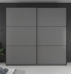 Samantha - Kledingkast met schuifdeuren - Grijs - 217x63x210 cm
