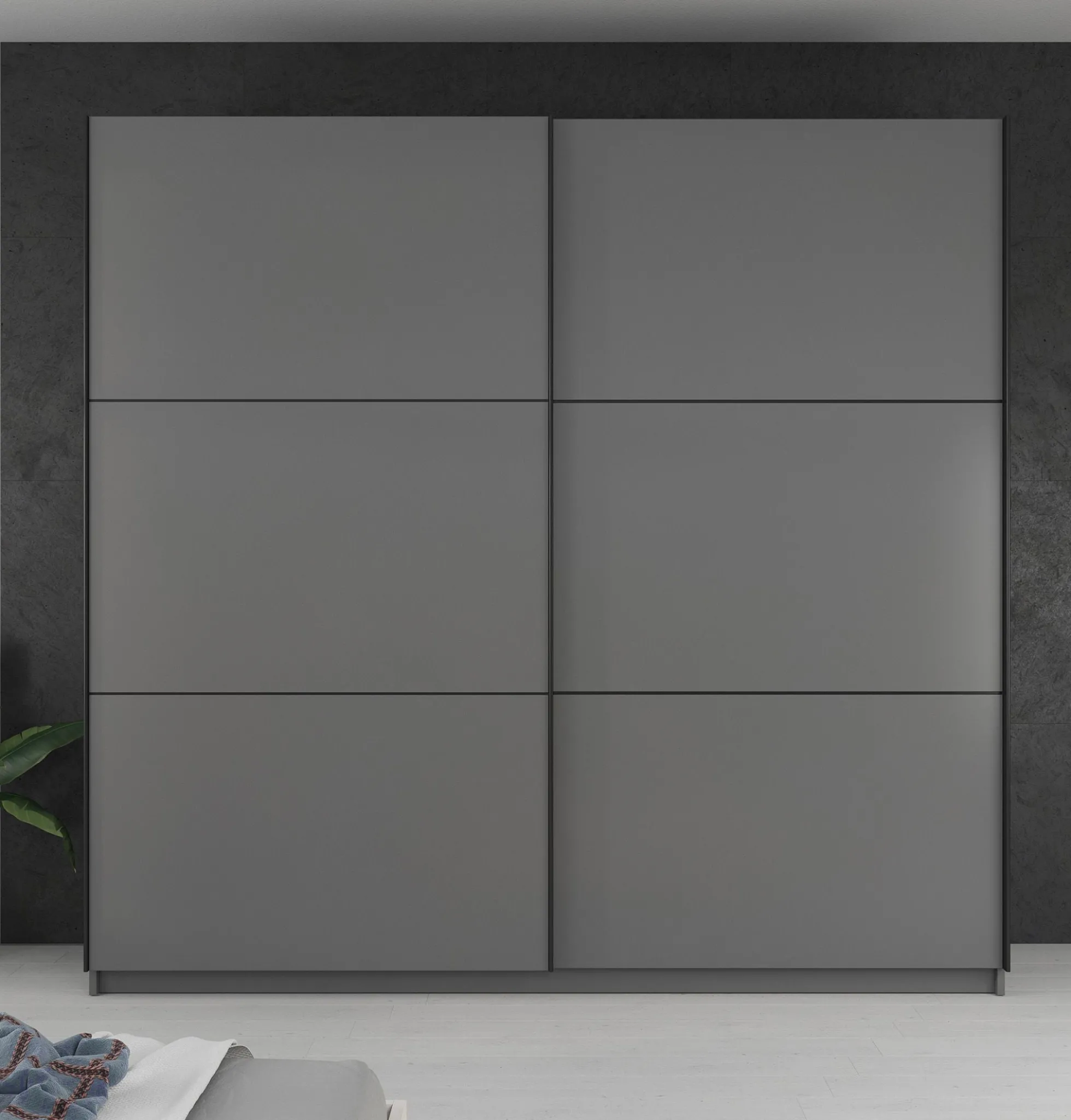 Samantha - Kledingkast met schuifdeuren - Grijs - 217x63x210 cm