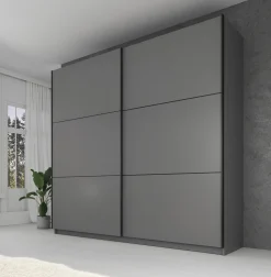 Samantha - Kledingkast met schuifdeuren - Grijs - 217x63x210 cm