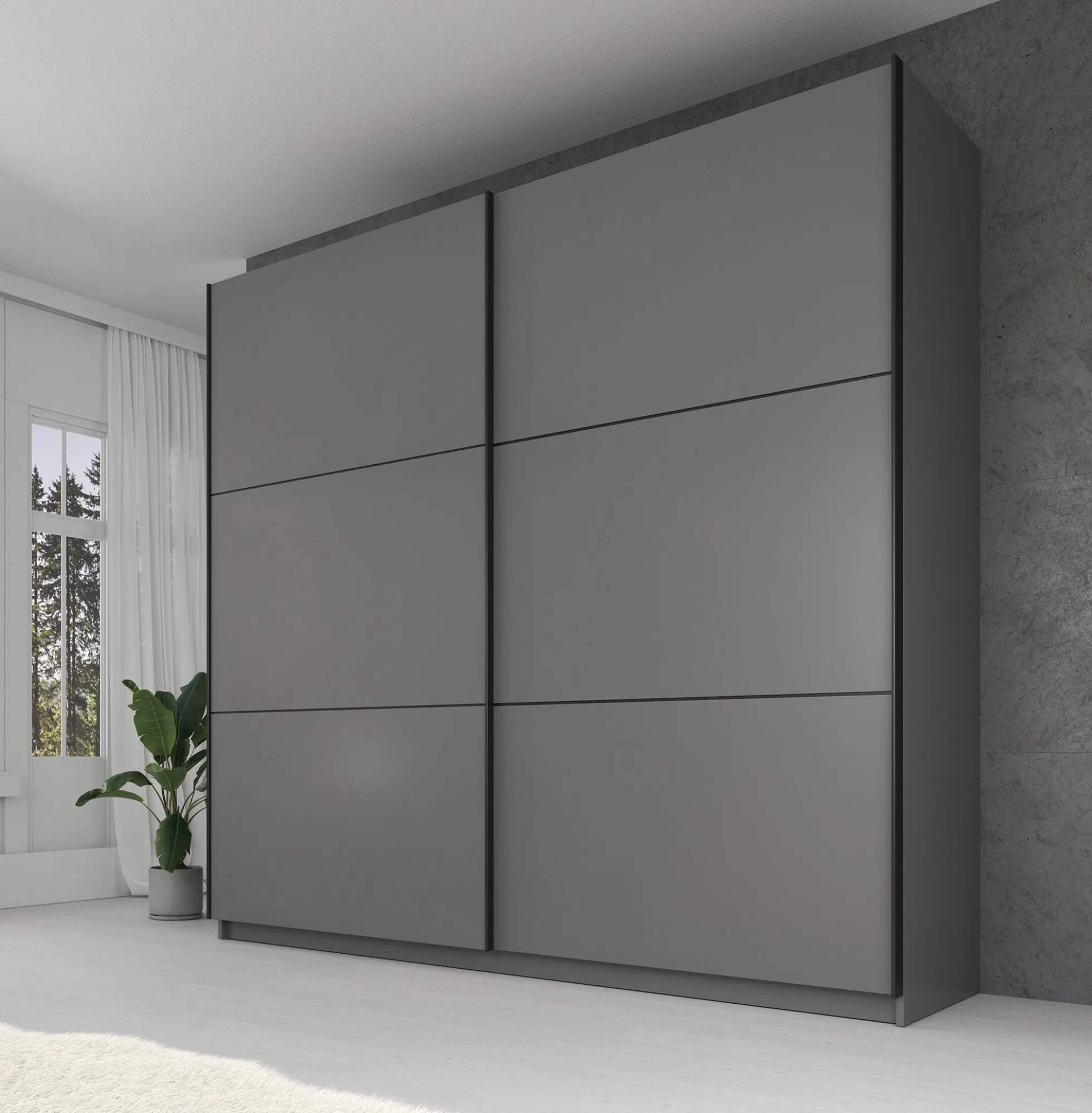 Samantha - Kledingkast met schuifdeuren - Grijs - 217x63x210 cm