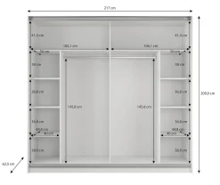 Samantha - Kledingkast met schuifdeuren - Grijs - 217x63x210 cm