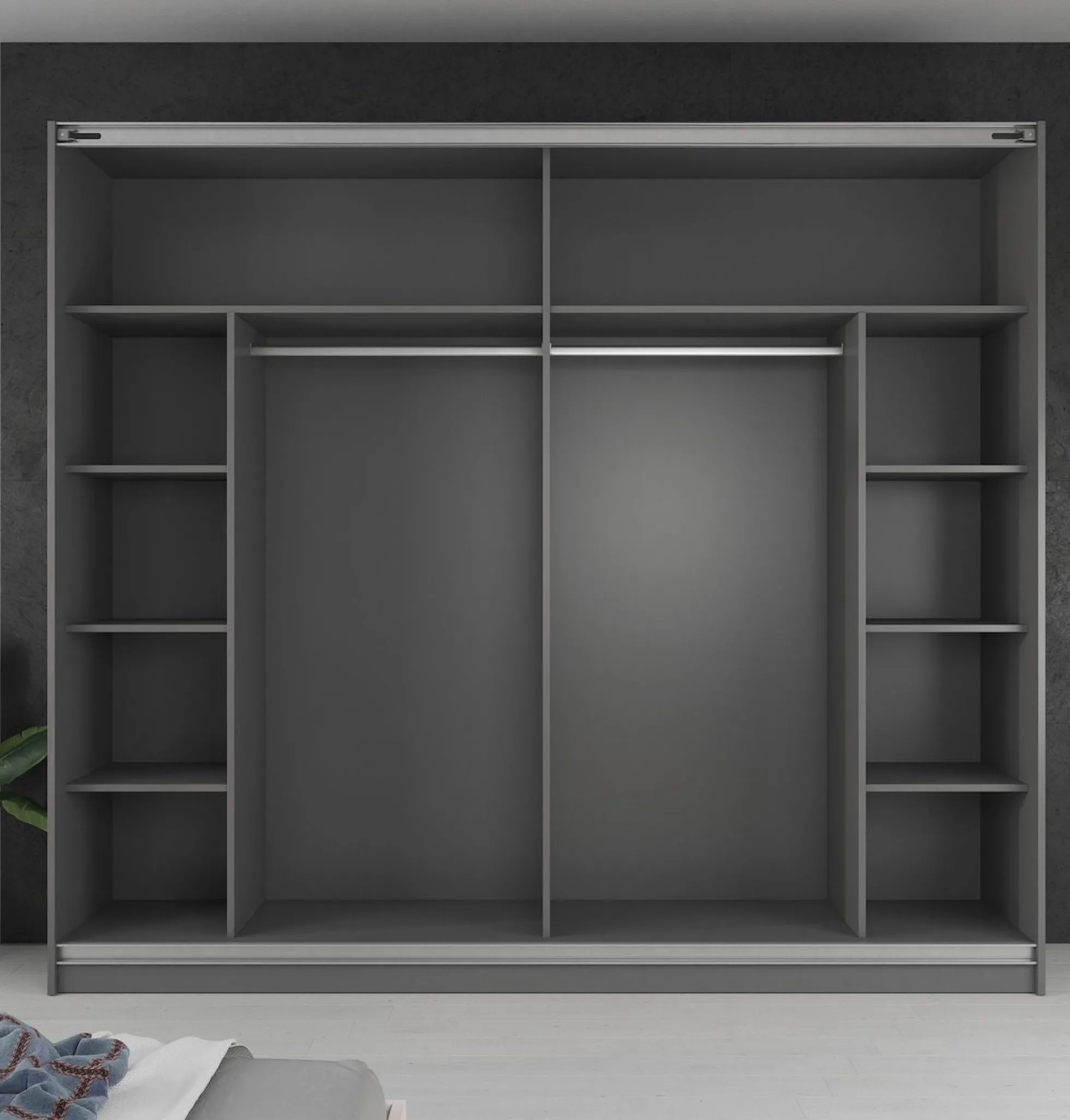 Samantha - Kledingkast met schuifdeuren - Grijs - 237x62x210 cm