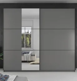 Samantha - Kledingkast met schuifdeuren - Grijs - 237x62x210 cm