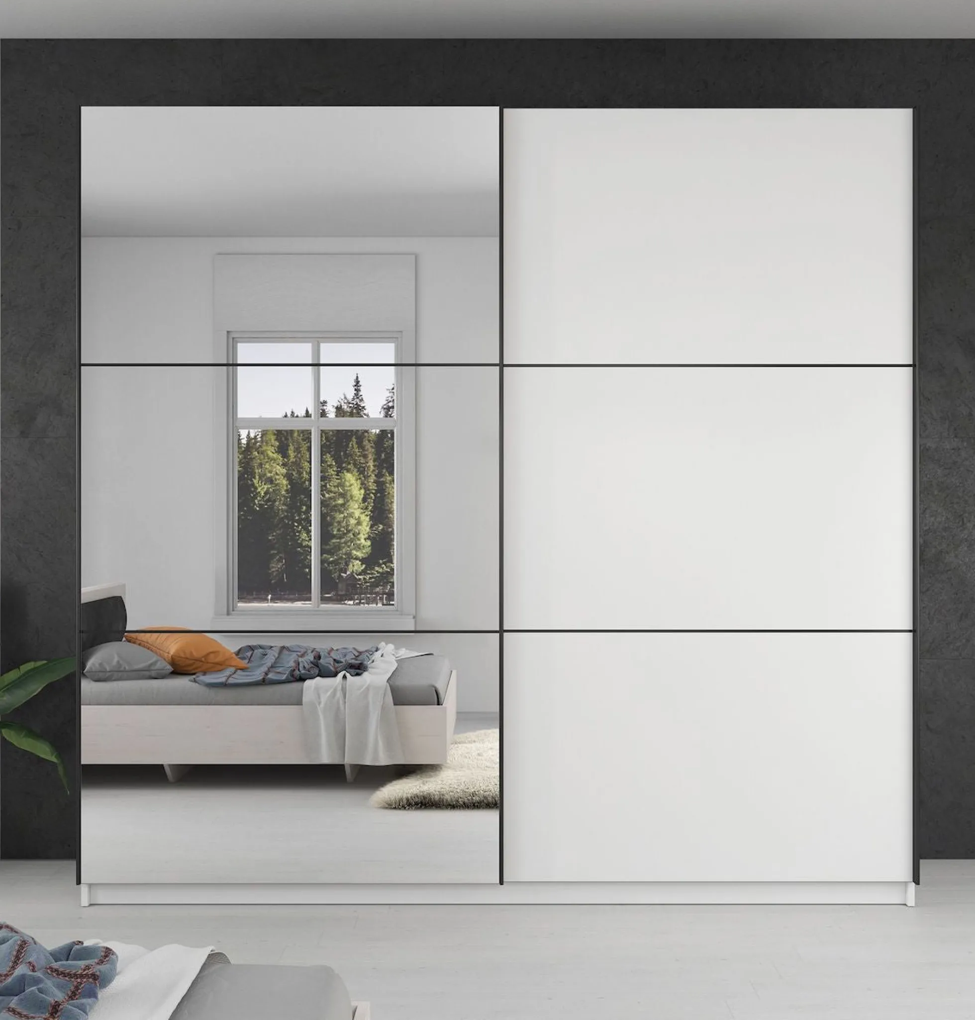 Samantha - Kledingkast met schuifdeuren - Wit - 217x62x210 cm