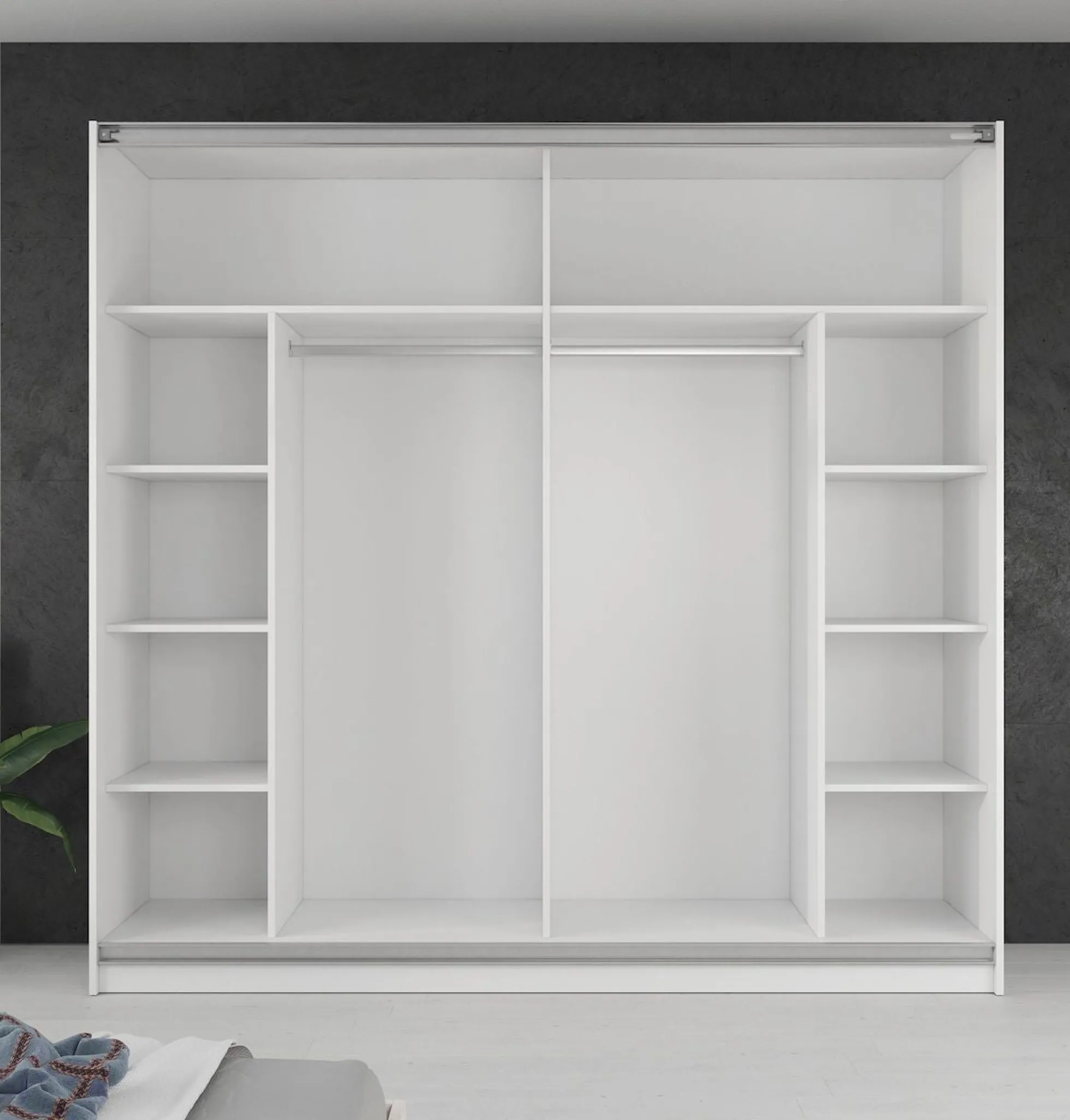 Samantha - Kledingkast met schuifdeuren - Wit - 217x62x210 cm