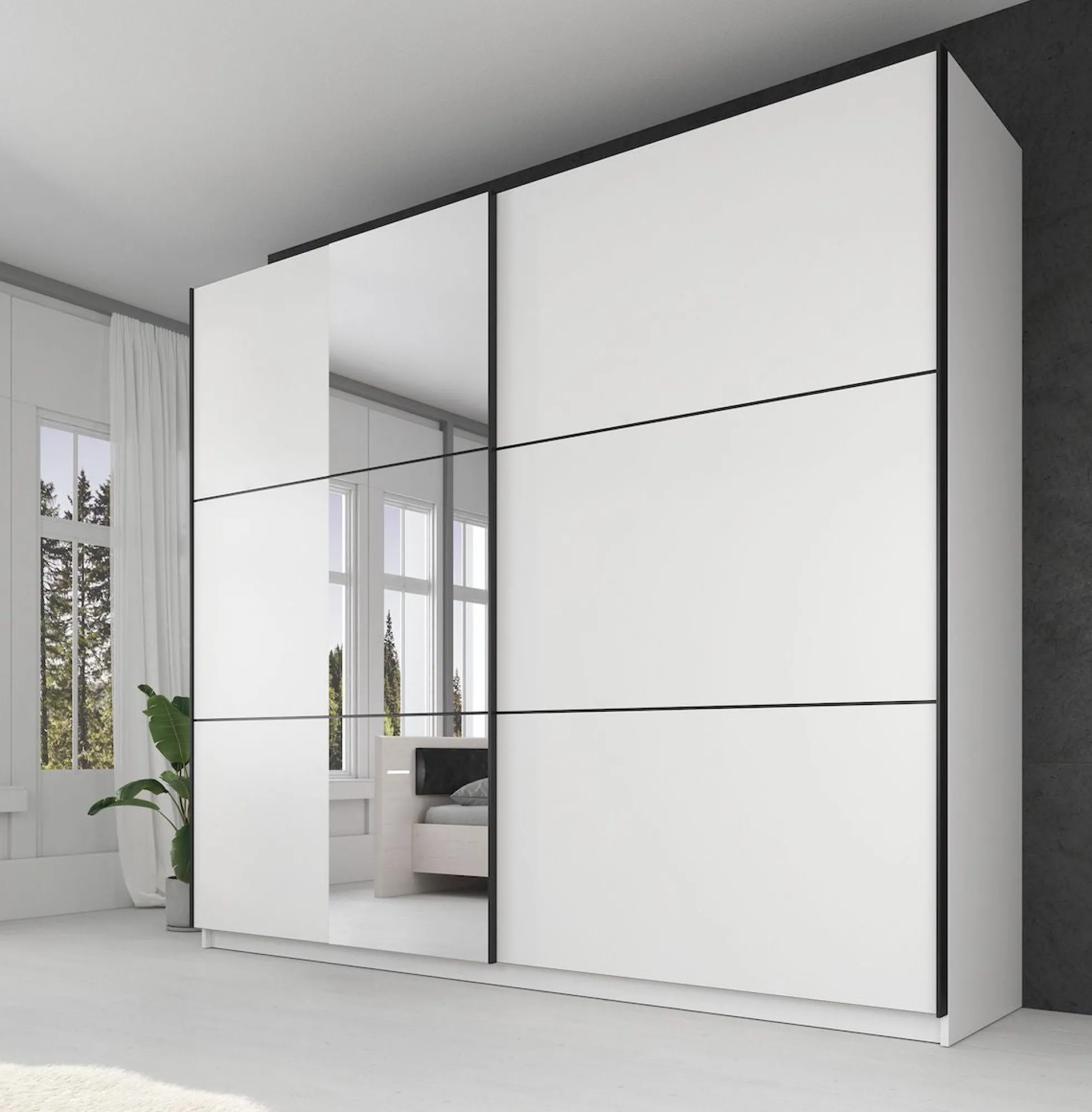 Samantha - Kledingkast met schuifdeuren - Wit - 237x62x210 cm