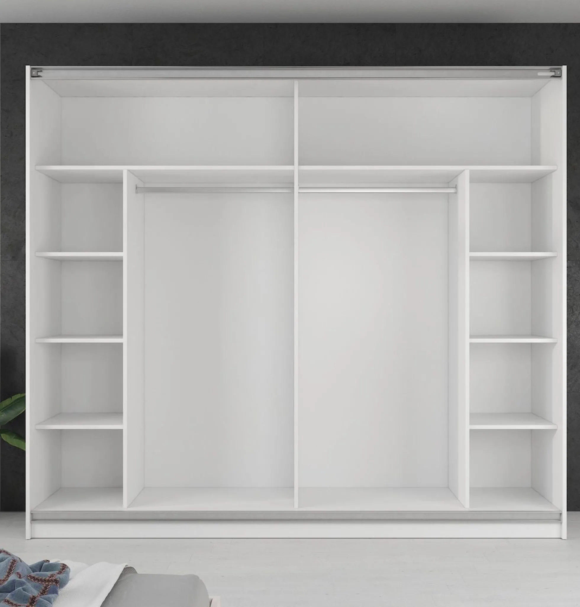 Samantha - Kledingkast met schuifdeuren - Wit - 237x62x210 cm