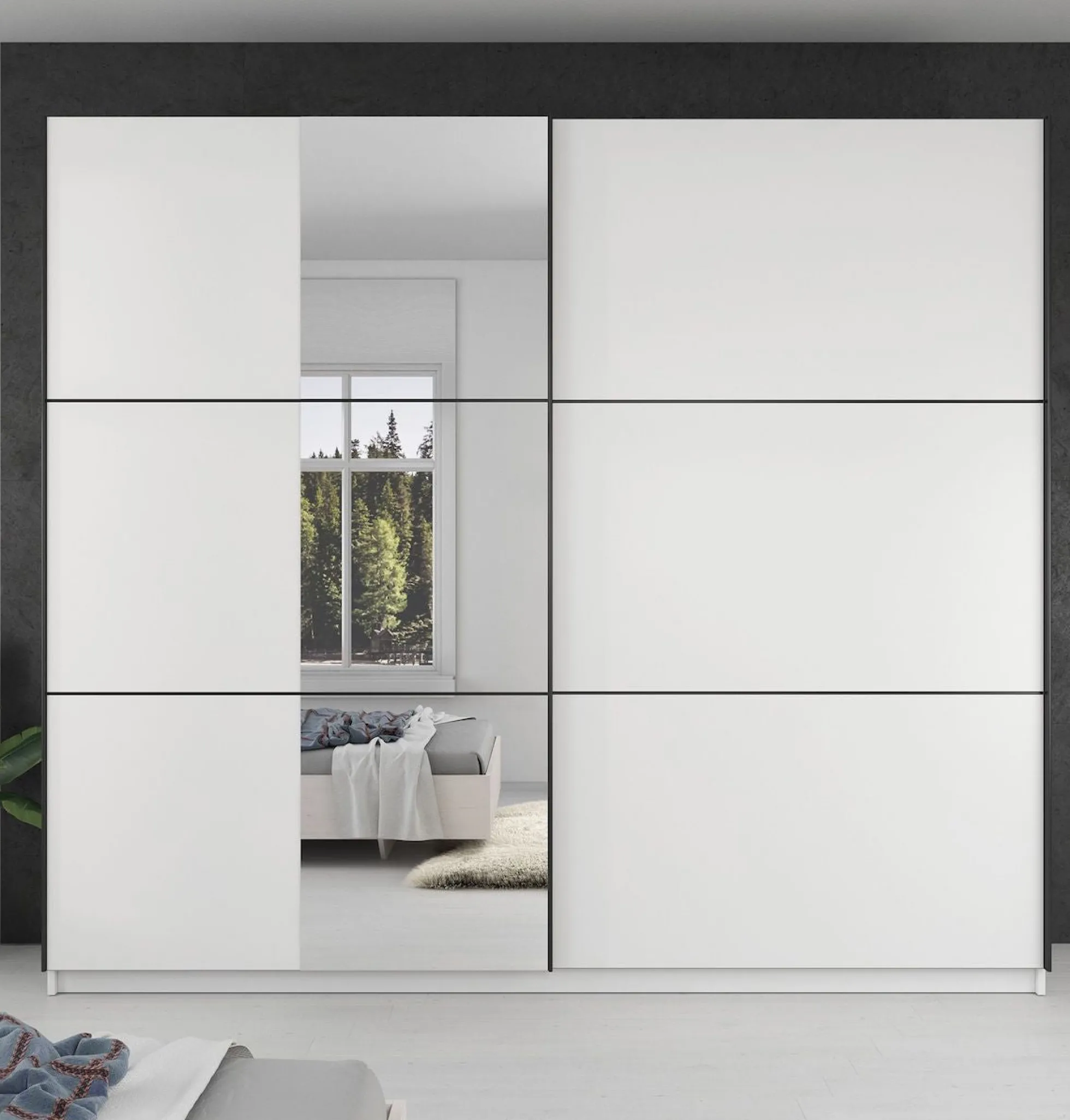 Samantha - Kledingkast met schuifdeuren - Wit - 237x62x210 cm