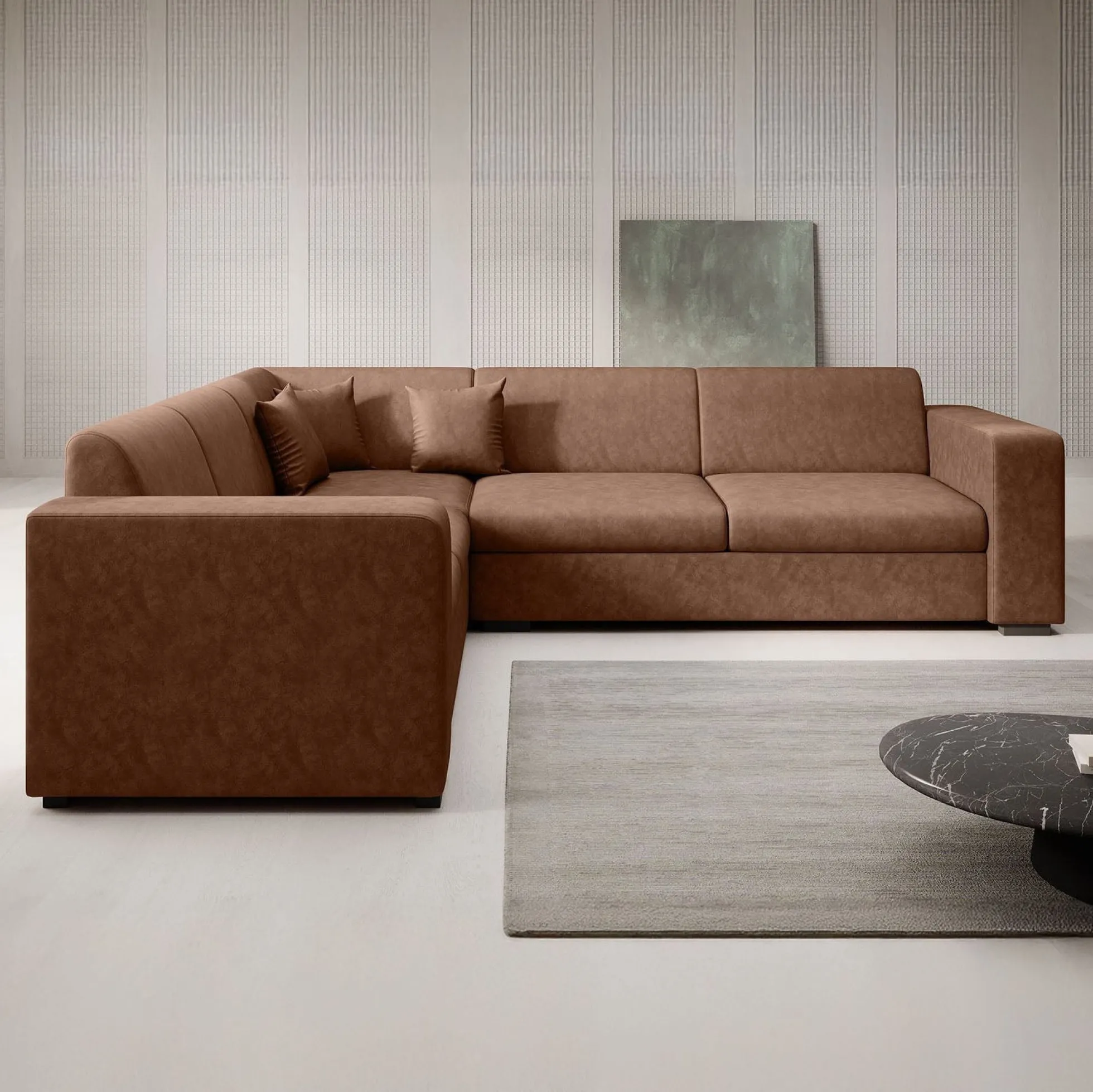 Santana - Hoekbank 4-zits - Kunstleer cognac - Links