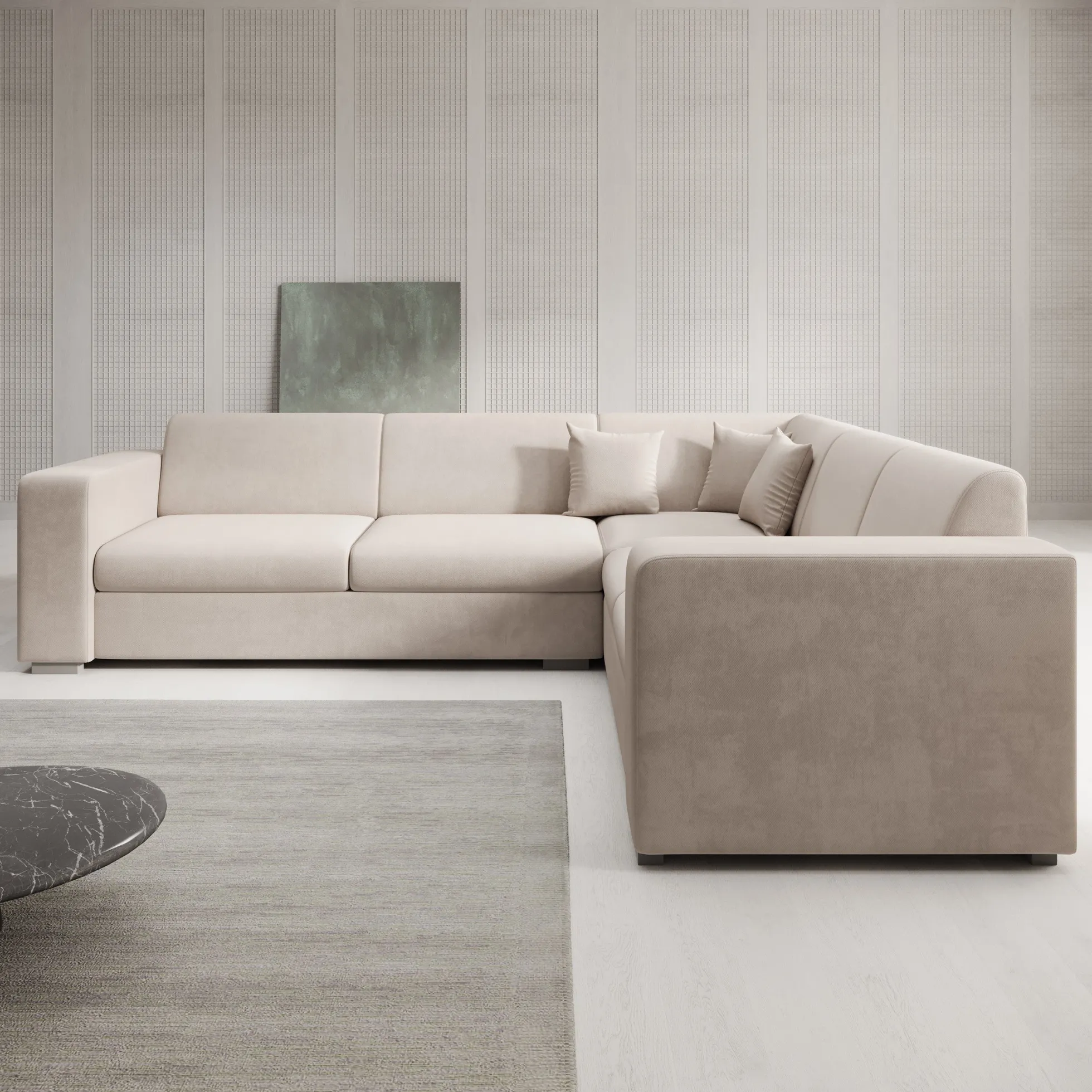 Santana - Hoekbank 4-zits - Stof beige - Rechts