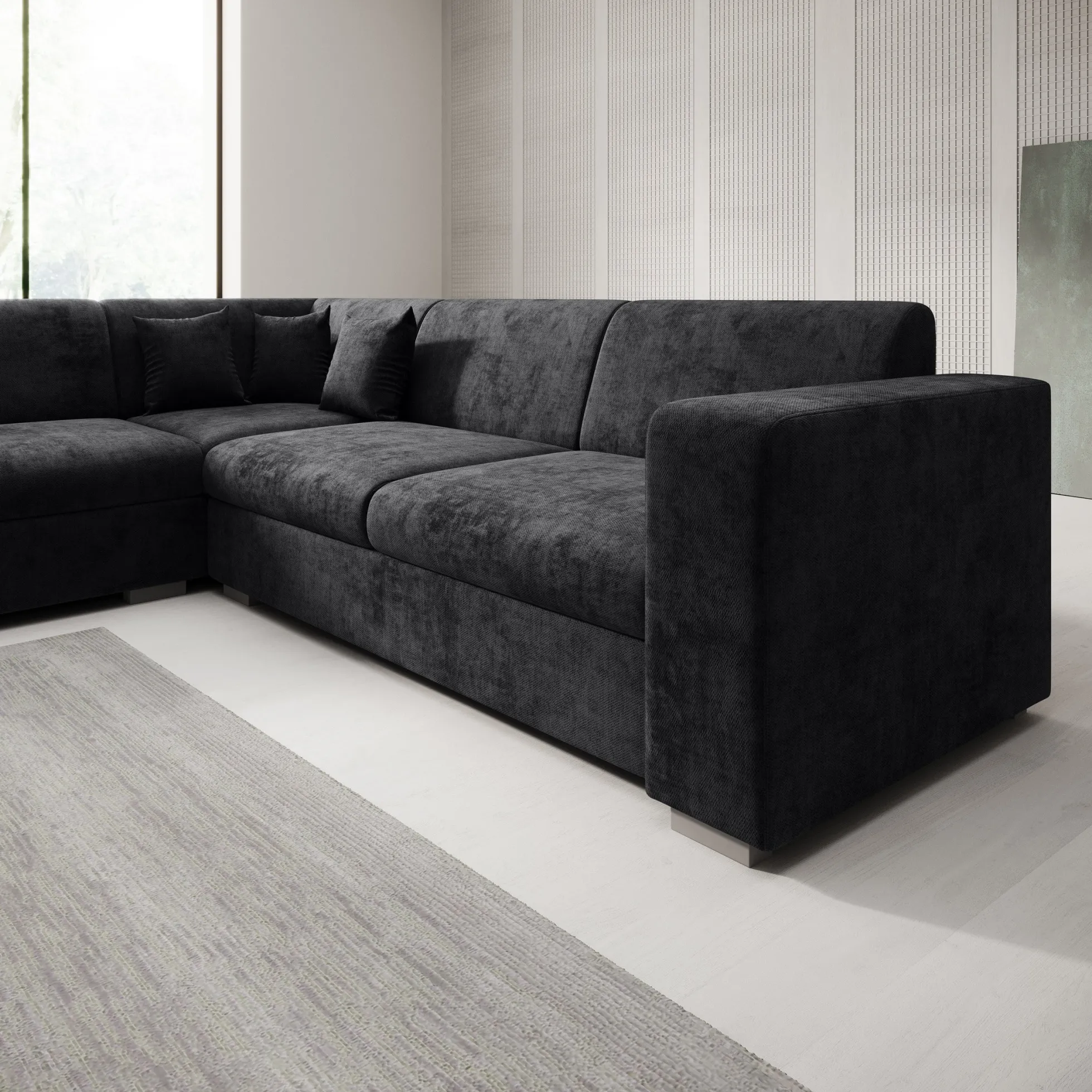 Santana - Hoekbank 4-zits - Velvet zwart - Links