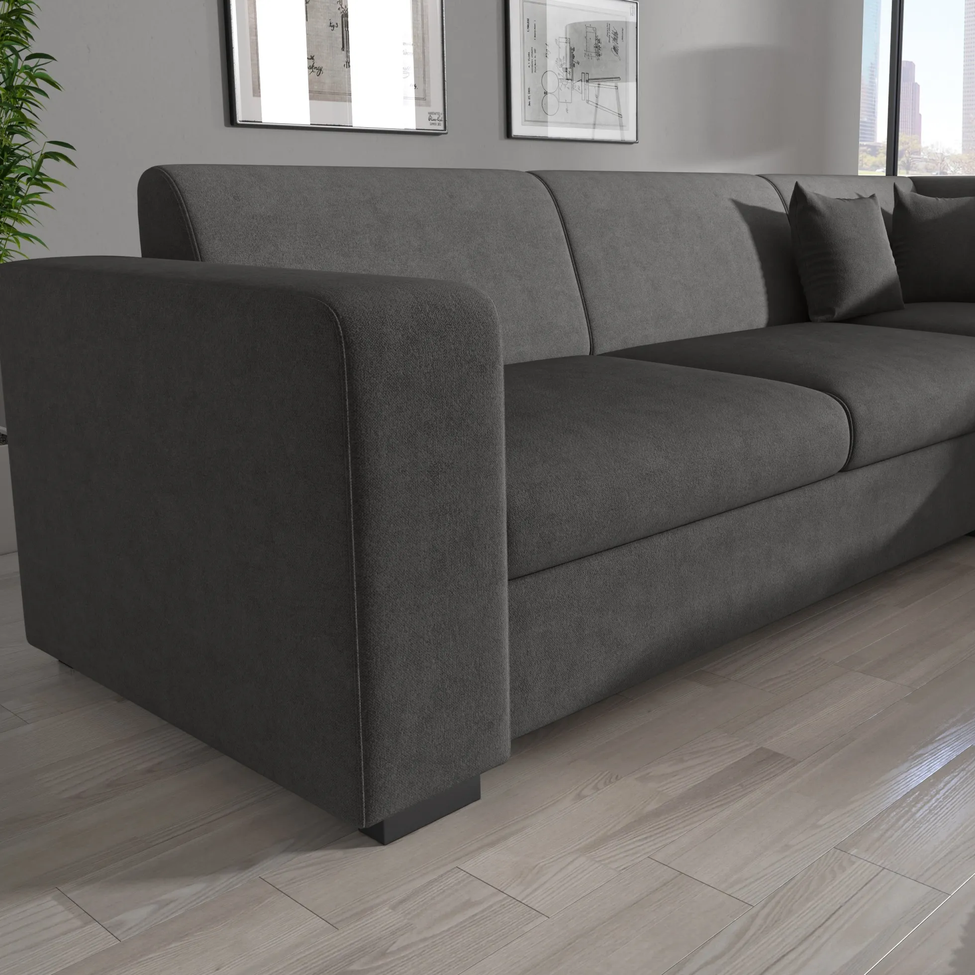 Santana - Hoekbank 4-zits - Velvet grijs - Links - 270x23x78 cm