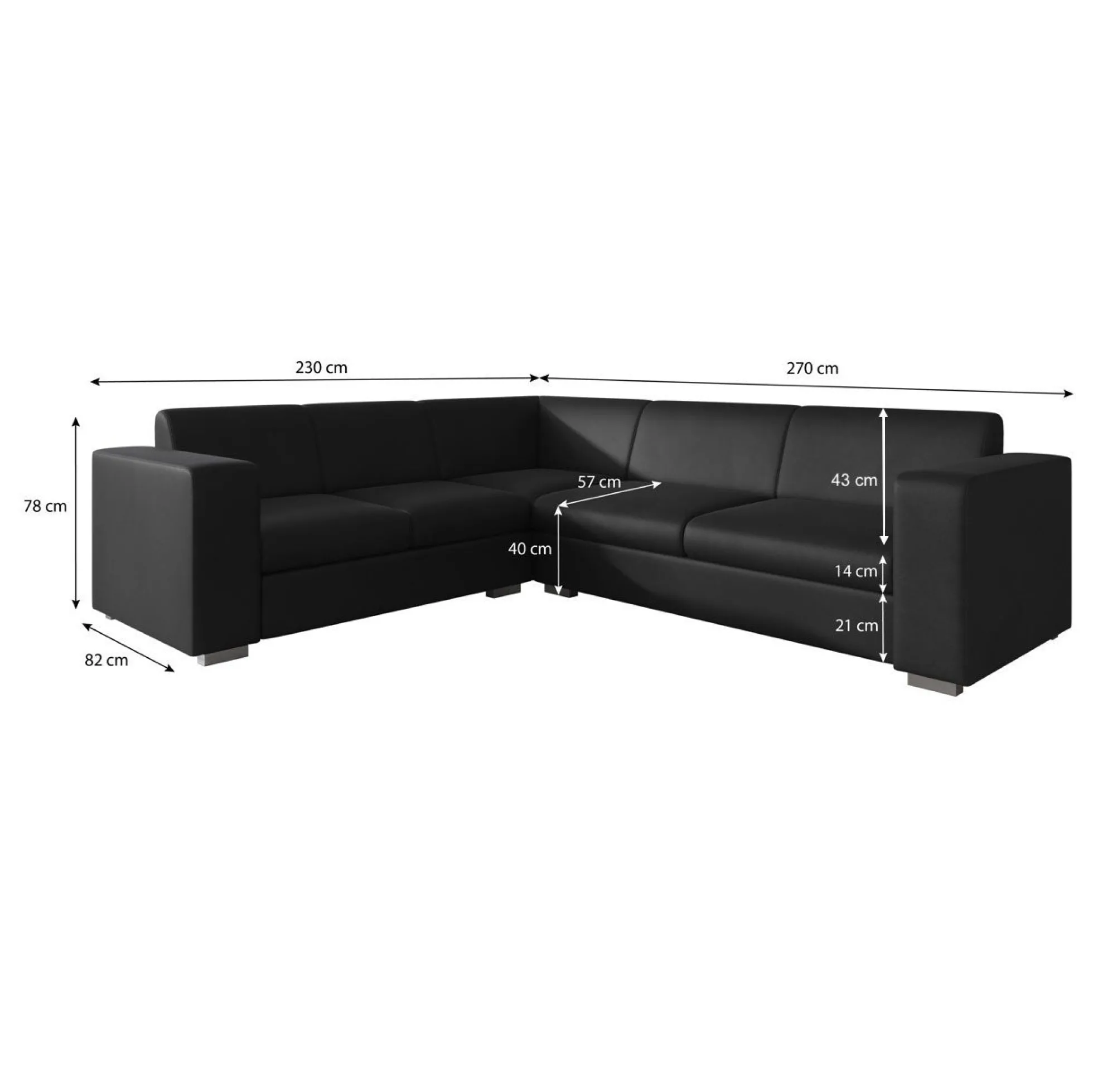 Santana - Hoekbank 4-zits - Velvet grijs - Links - 270x23x78 cm