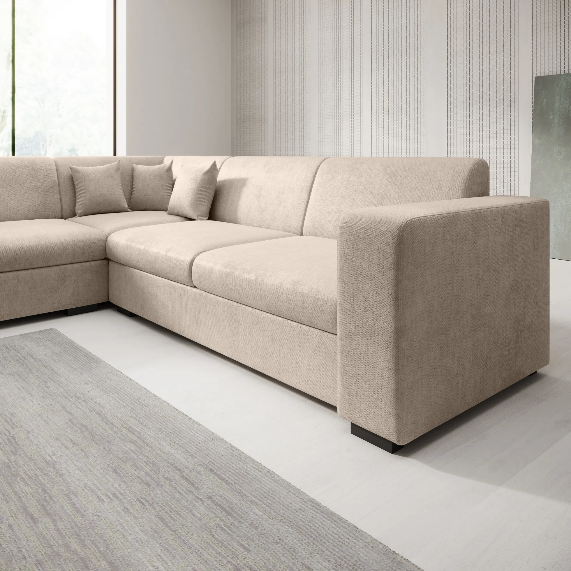 Santana - Hoekbank 4-zits - Velvet beige - Links