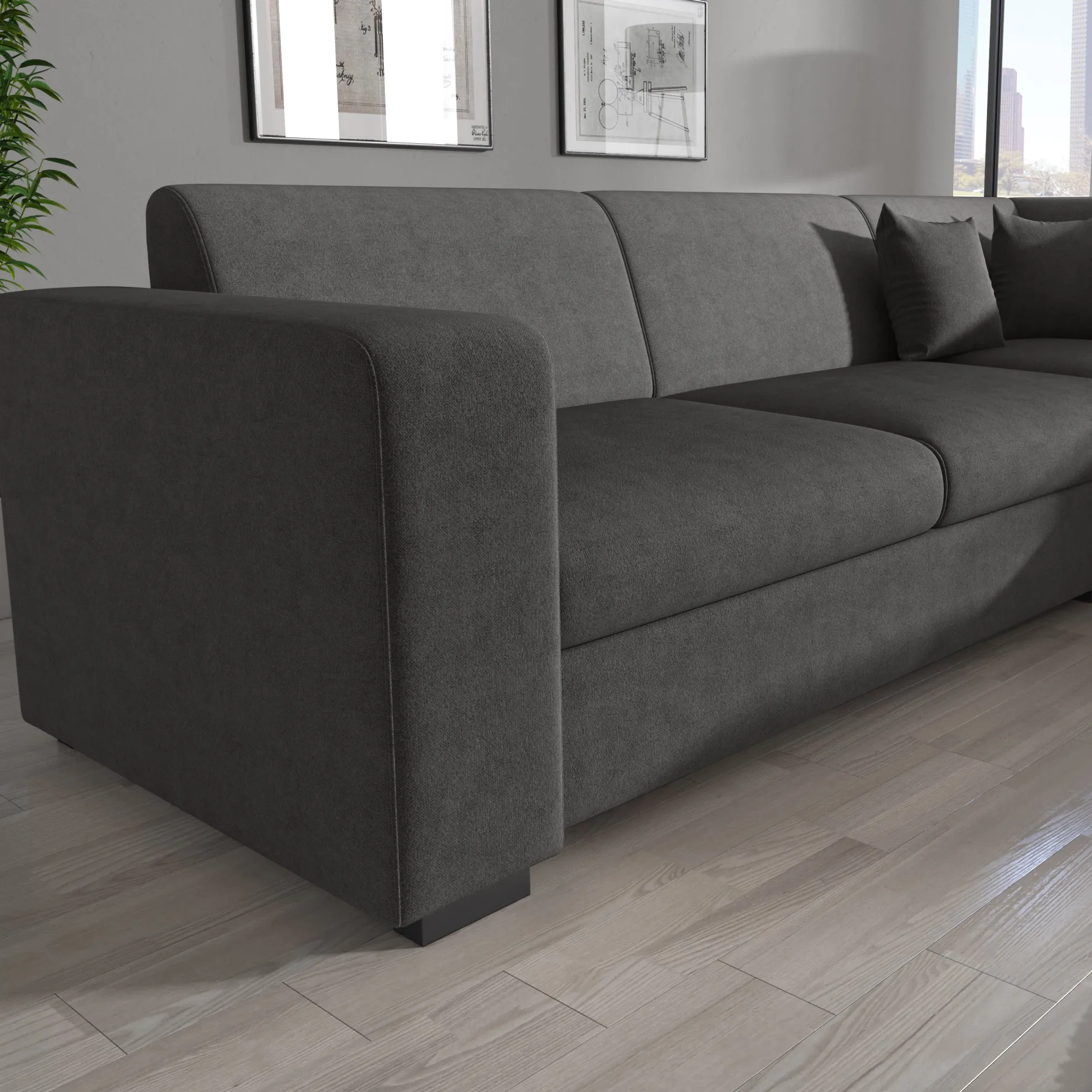 Santana - Hoekbank 4-zits - Velvet grijs - Rechts - 270x23x78 cm