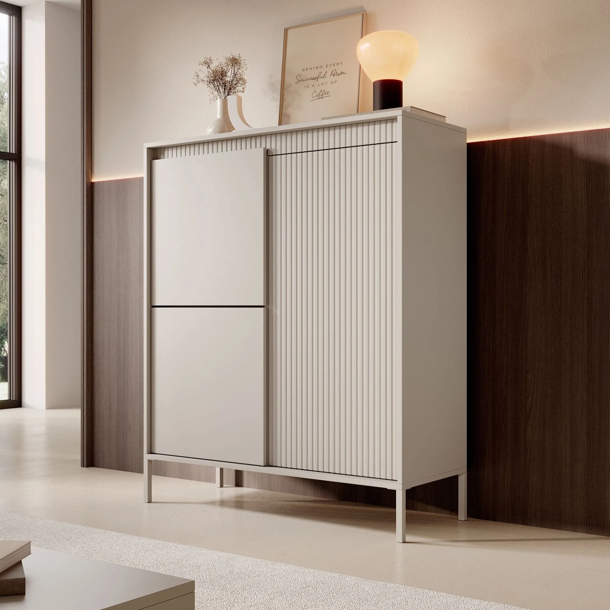 Saran - Dressoir - Beige - 104x40x123 cm
