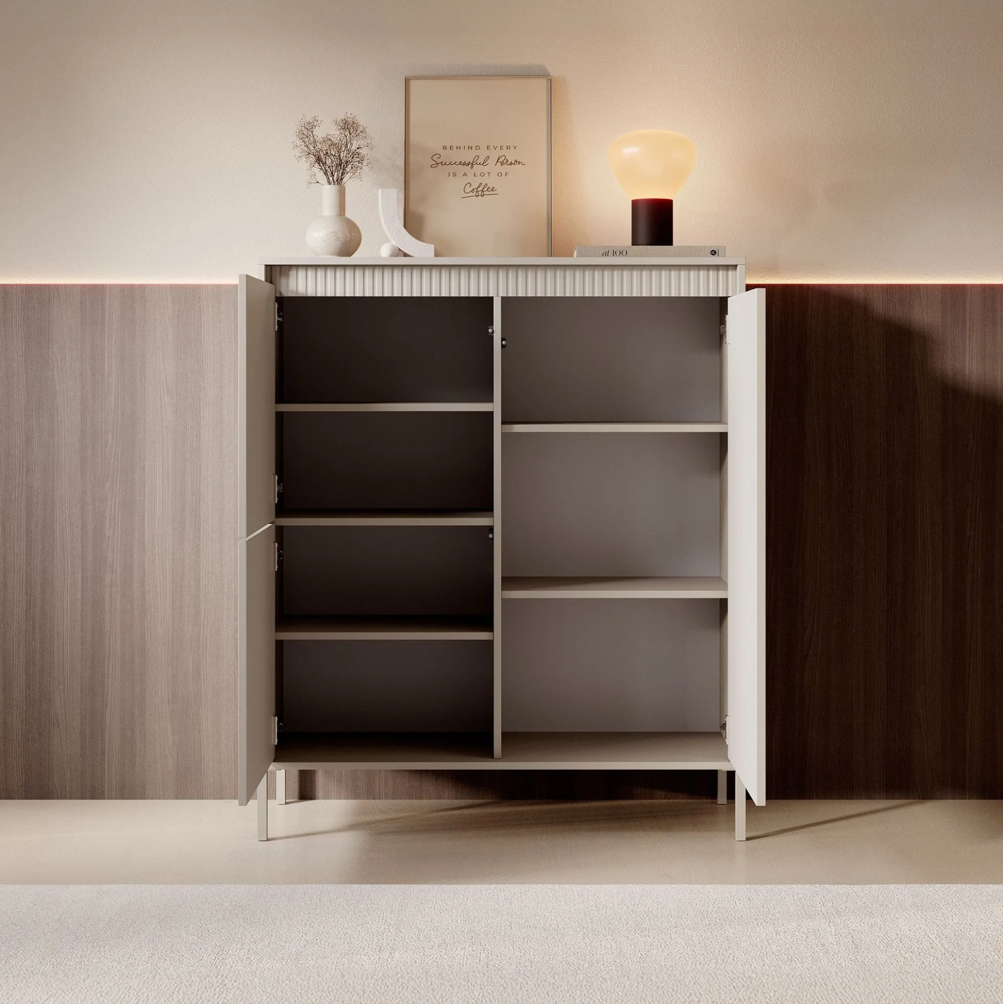 Saran - Dressoir - Beige - 104x40x123 cm